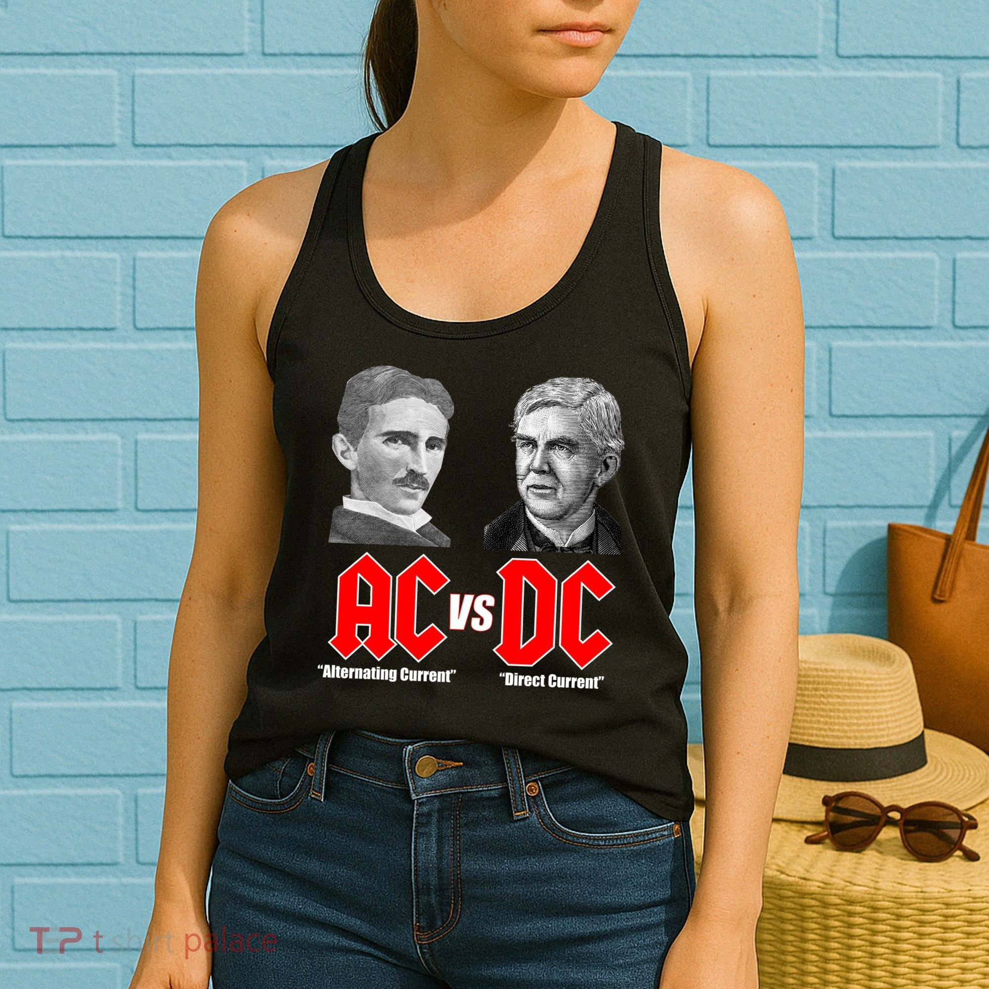 AC VS DC Thomas Edison Nikola Tesla Women's Tank Top