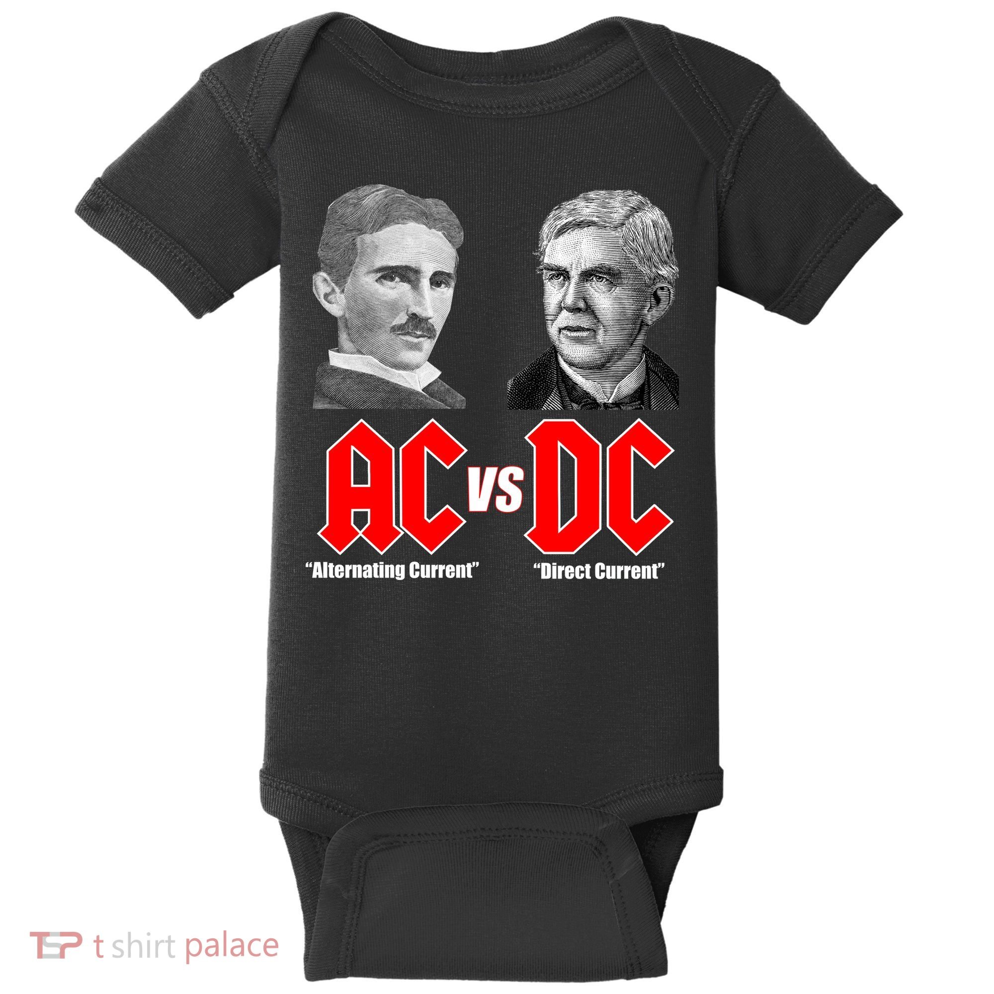 AC VS DC Thomas Edison Nikola Tesla Baby Bodysuit