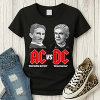 AC VS DC Thomas Edison Nikola Tesla Women's T-Shirt thumb 3