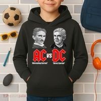 AC VS DC Thomas Edison Nikola Tesla Kids Hoodie thumb 2