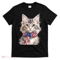 American Cat 4th Of July Cat Patriotic Cats Maine Coon Kitten T-Shirt thumb 0