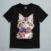 American Cat 4th Of July Cat Patriotic Cats Maine Coon Kitten T-Shirt thumb 5