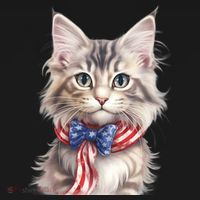 American Cat 4th Of July Cat Patriotic Cats Maine Coon Kitten T-Shirt thumb 7