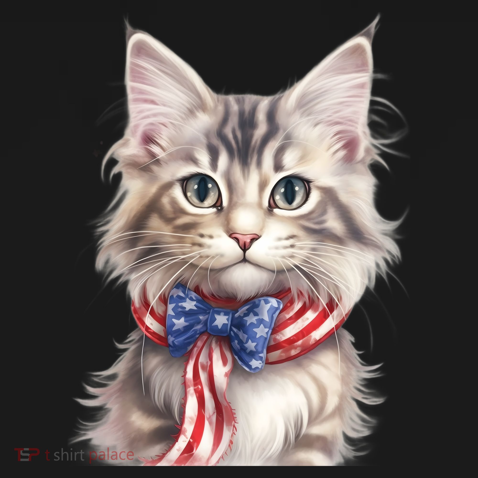 American Cat 4th Of July Cat Patriotic Cats Maine Coon Kitten T-Shirt