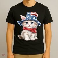 American Cat 4th Of July Cat Patriotic Cats Savannah Kitten T-Shirt thumb 3