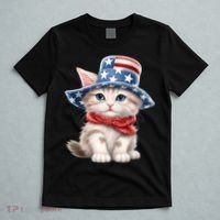 American Cat 4th Of July Cat Patriotic Cats Savannah Kitten T-Shirt thumb 5