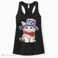 American Cat 4th Of July Cat Patriotic Cats Savannah Kitten Women's Tank Top thumb 0