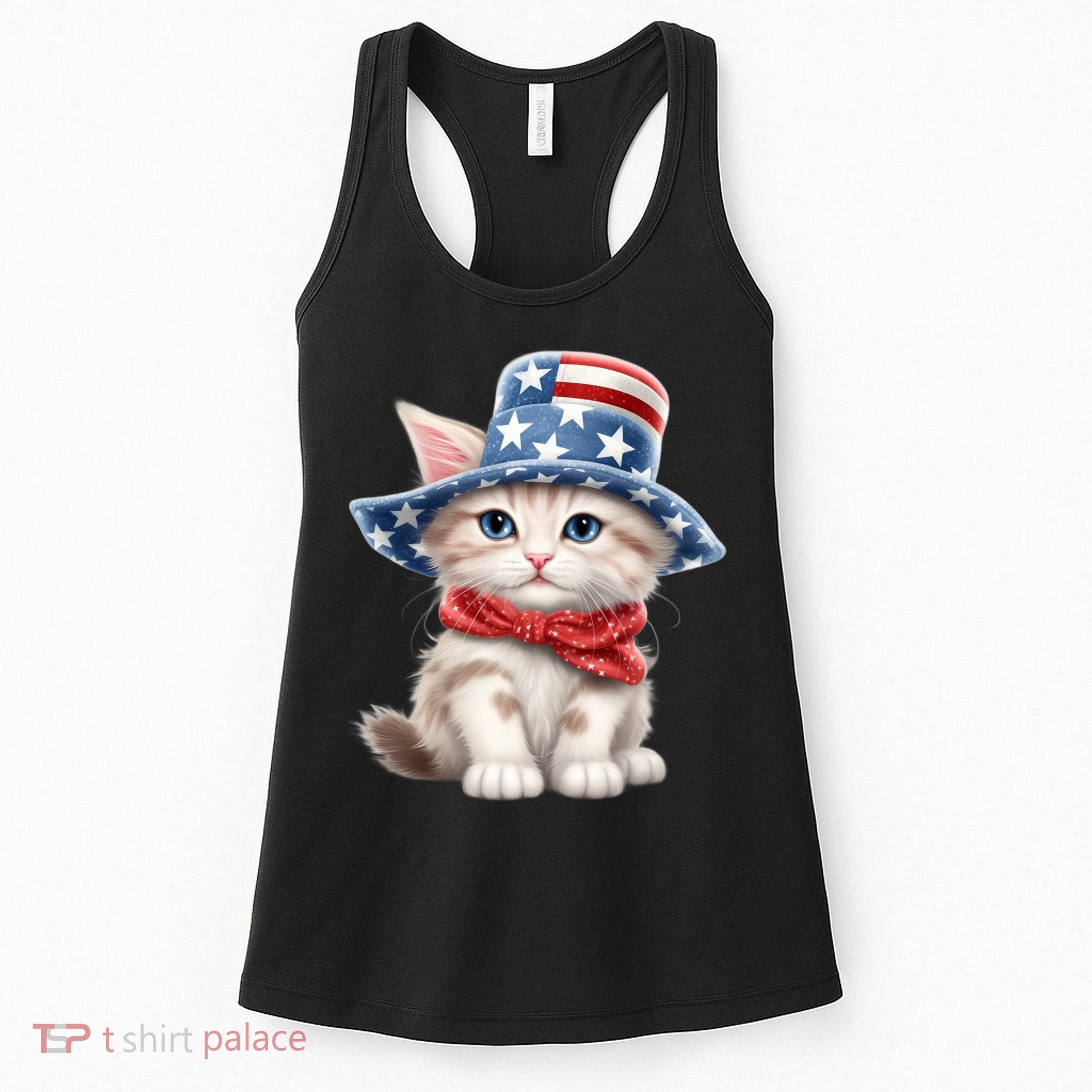American Cat 4th Of July Cat Patriotic Cats Savannah Kitten Women's Tank Top
