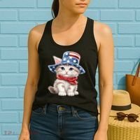 American Cat 4th Of July Cat Patriotic Cats Savannah Kitten Women's Tank Top thumb 2