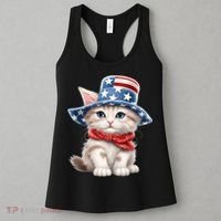 American Cat 4th Of July Cat Patriotic Cats Savannah Kitten Women's Tank Top thumb 3