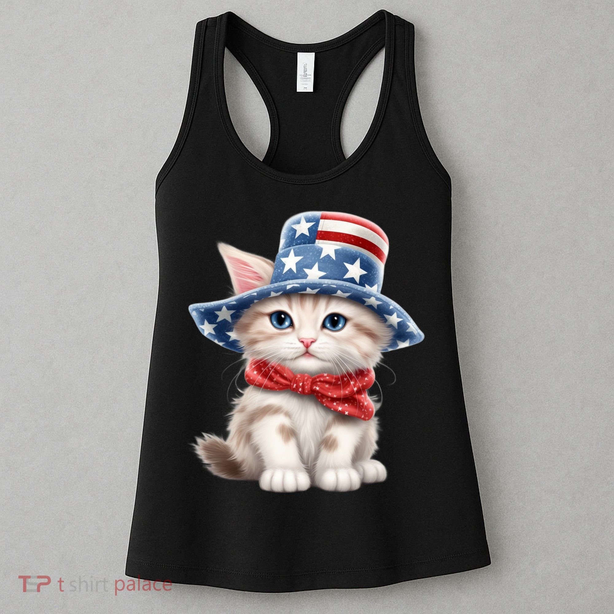 American Cat 4th Of July Cat Patriotic Cats Savannah Kitten Women's Tank Top