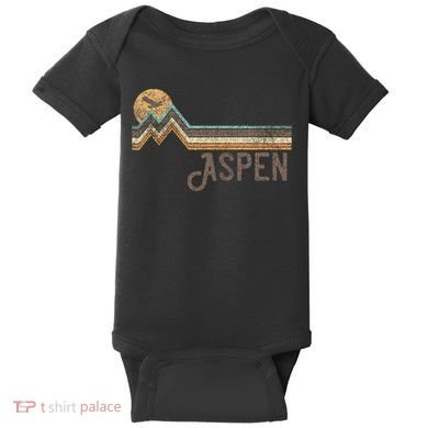 Aspen Colorado 70s 80s Retro Style Vintage Distressed Baby Bodysuit