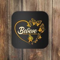 Appendix Cancer Awareness Believe Butterfly Heart Coaster thumb 0