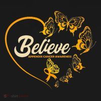 Appendix Cancer Awareness Believe Butterfly Heart Women's Hoodie thumb 2