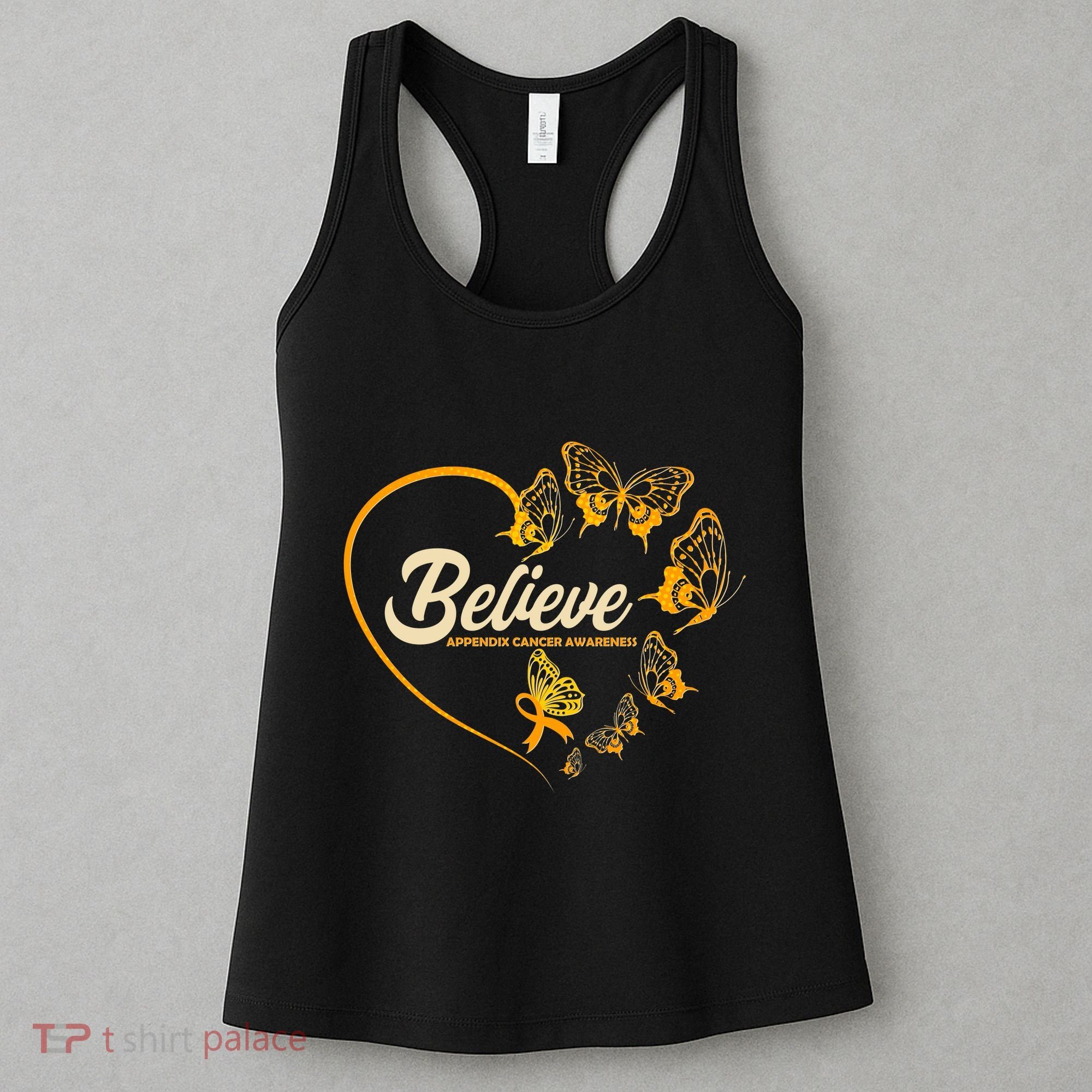Appendix Cancer Awareness Believe Butterfly Heart Women's Tank Top