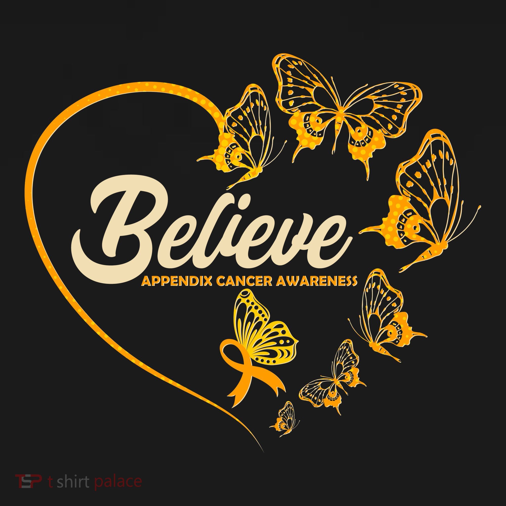 Appendix Cancer Awareness Believe Butterfly Heart Women's Tank Top