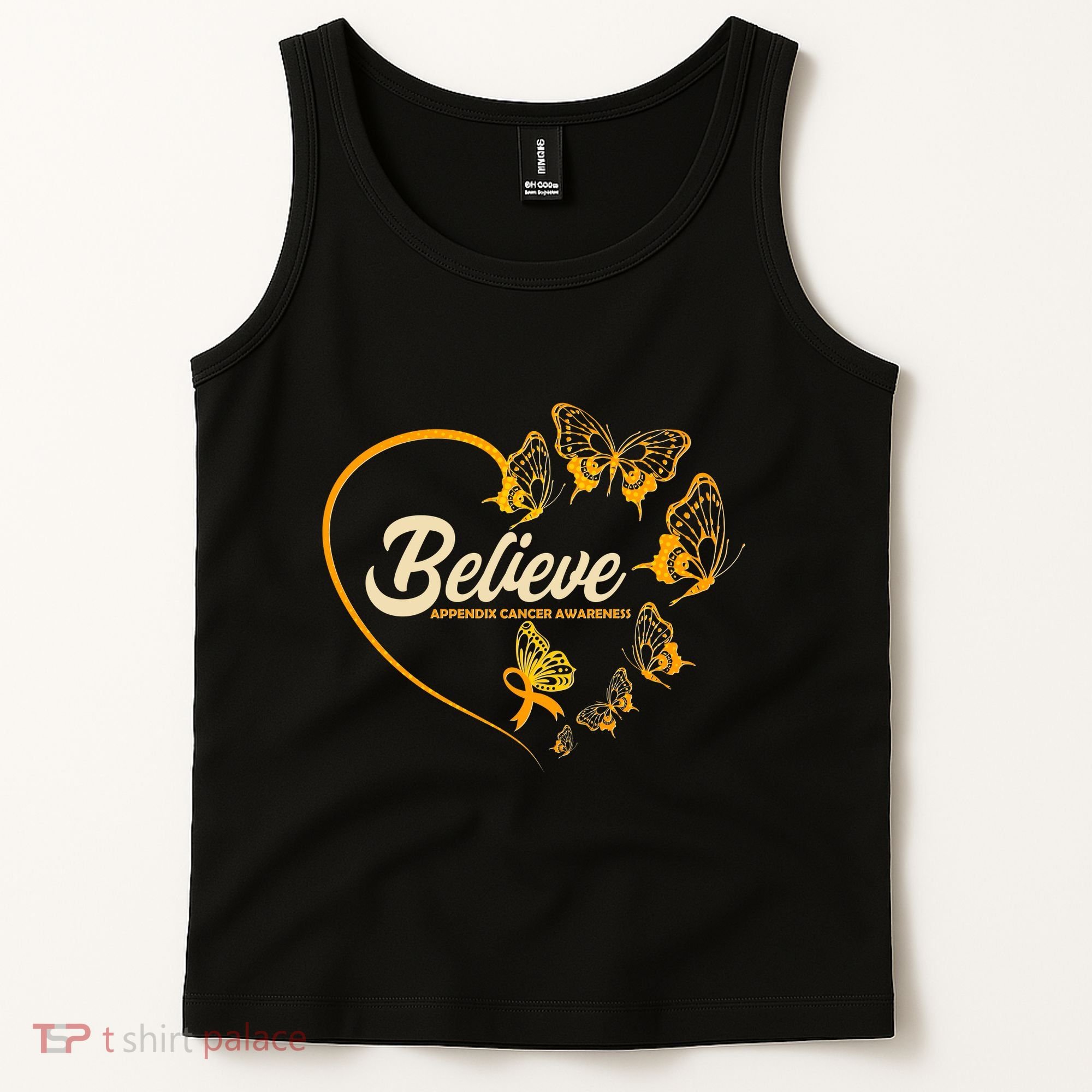 Appendix Cancer Awareness Believe Butterfly Heart Tank Top