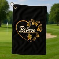 Appendix Cancer Awareness Believe Butterfly Heart Golf Towel thumb 1