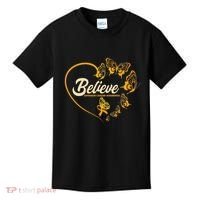 Appendix Cancer Awareness Believe Butterfly Heart Kids T-Shirt thumb 0