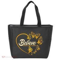 Appendix Cancer Awareness Believe Butterfly Heart Tote Bag thumb 0