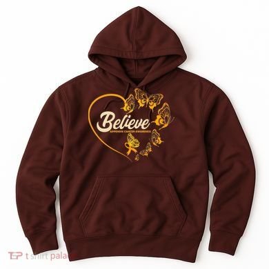 Appendix Cancer Awareness Believe Butterfly Heart Hoodie