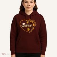 Appendix Cancer Awareness Believe Butterfly Heart Hoodie thumb 5
