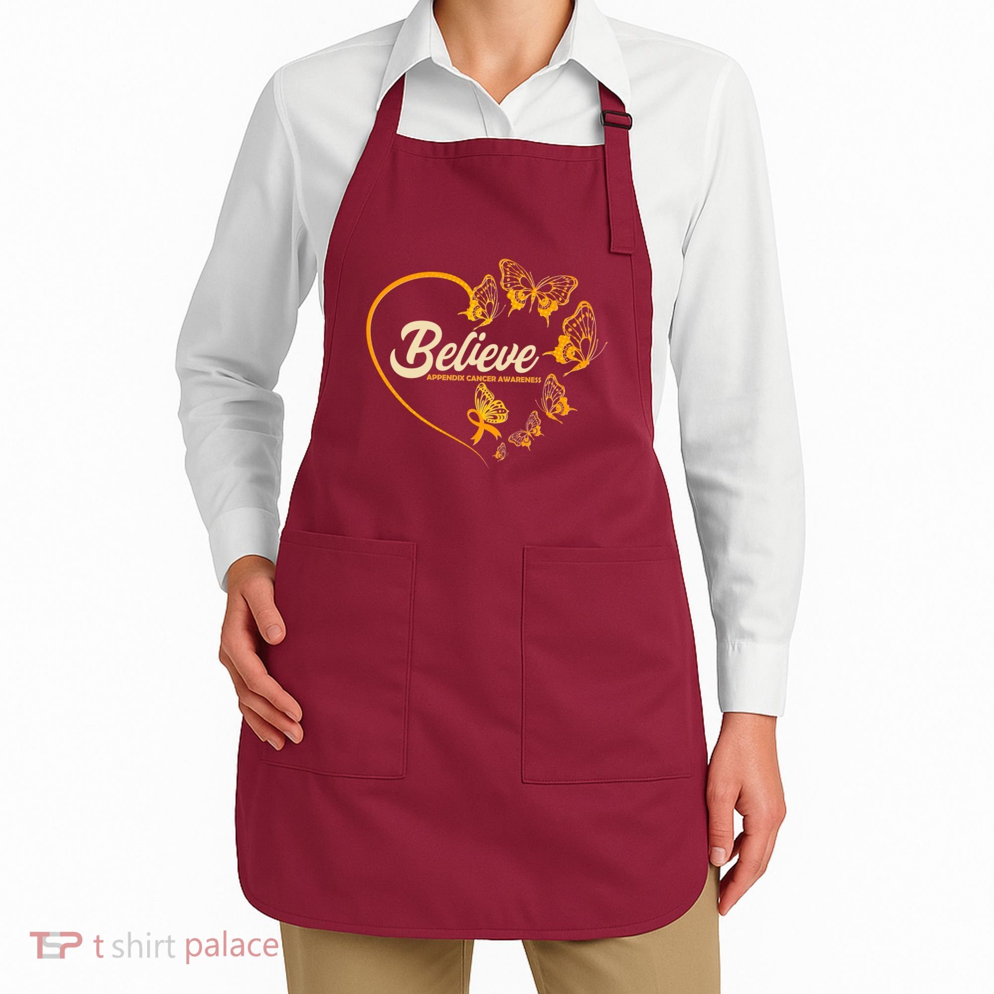 Appendix Cancer Awareness Believe Butterfly Heart Apron