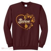 Appendix Cancer Awareness Believe Butterfly Heart Sweatshirt thumb 0