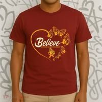 Appendix Cancer Awareness Believe Butterfly Heart T-Shirt thumb 3