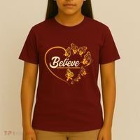 Appendix Cancer Awareness Believe Butterfly Heart T-Shirt thumb 4