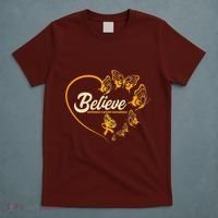 Appendix Cancer Awareness Believe Butterfly Heart T-Shirt thumb 5