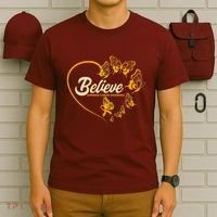 Appendix Cancer Awareness Believe Butterfly Heart T-Shirt thumb 6