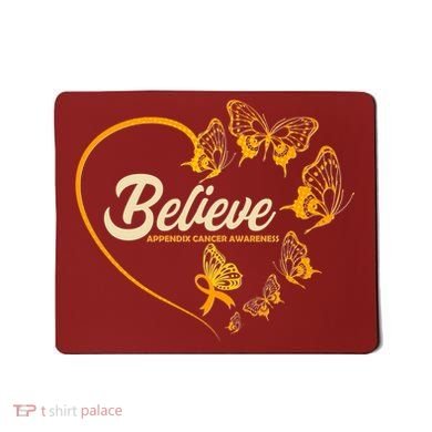 Appendix Cancer Awareness Believe Butterfly Heart Mousepad