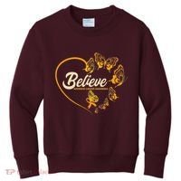 Appendix Cancer Awareness Believe Butterfly Heart Kids Sweatshirt thumb 0