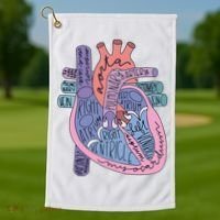 Anatomy Cardiologist Anatomical Heart Golf Towel thumb 1