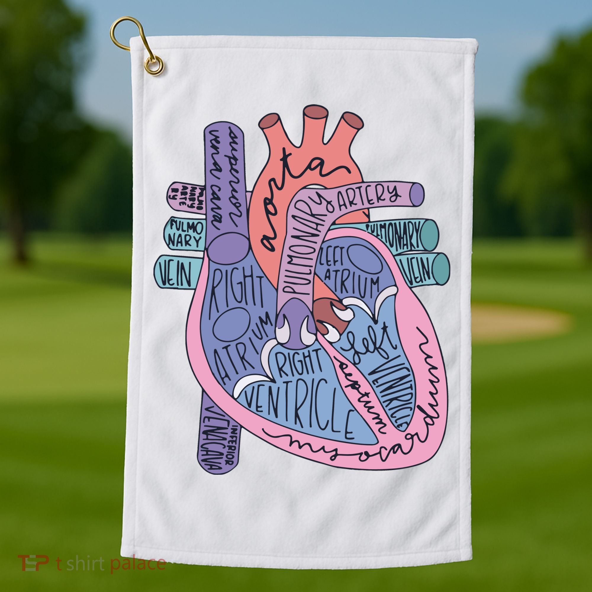 Anatomy Cardiologist Anatomical Heart Golf Towel