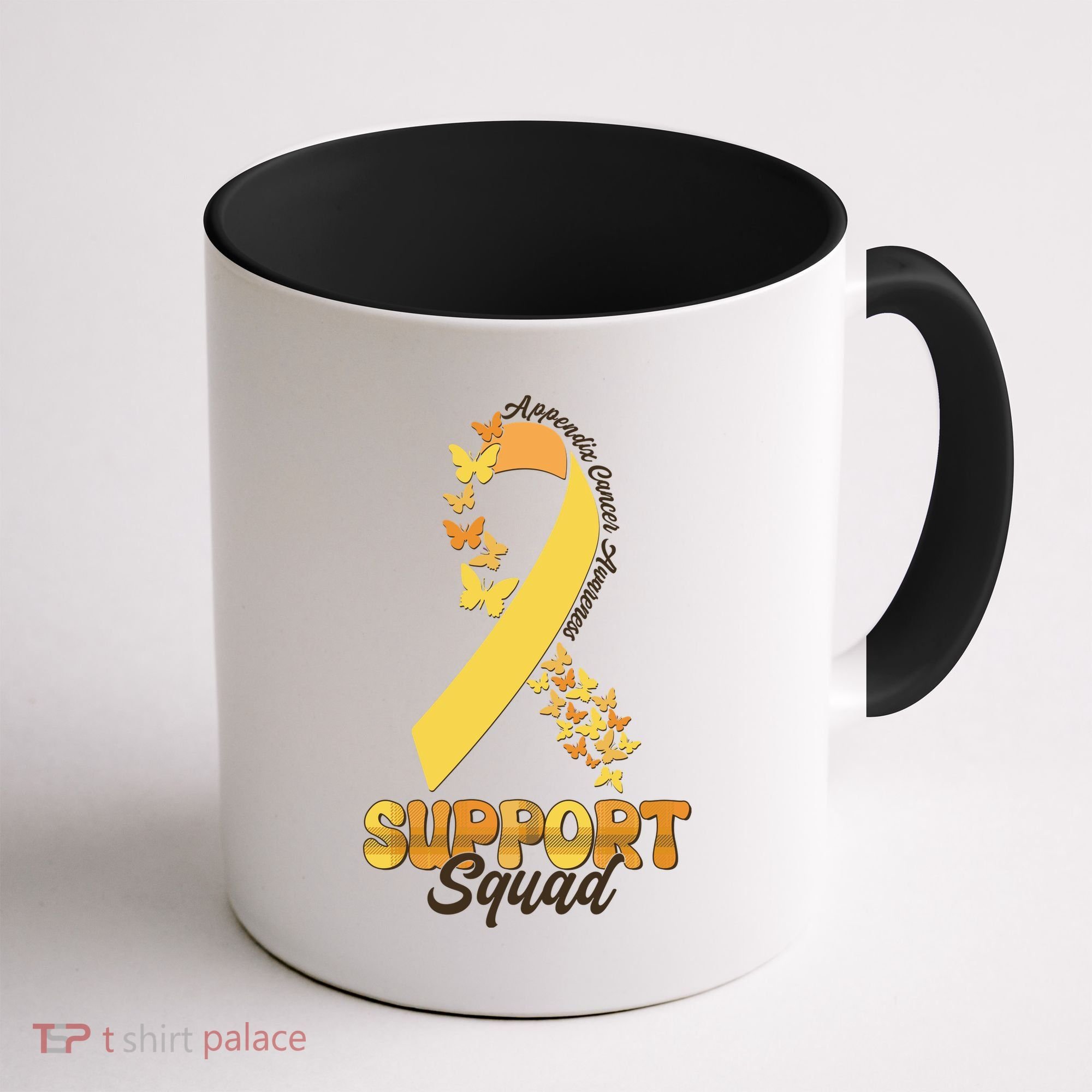 Appendix Cancer Awareness Support Squad Ribbon Butterflies Coffee Mug