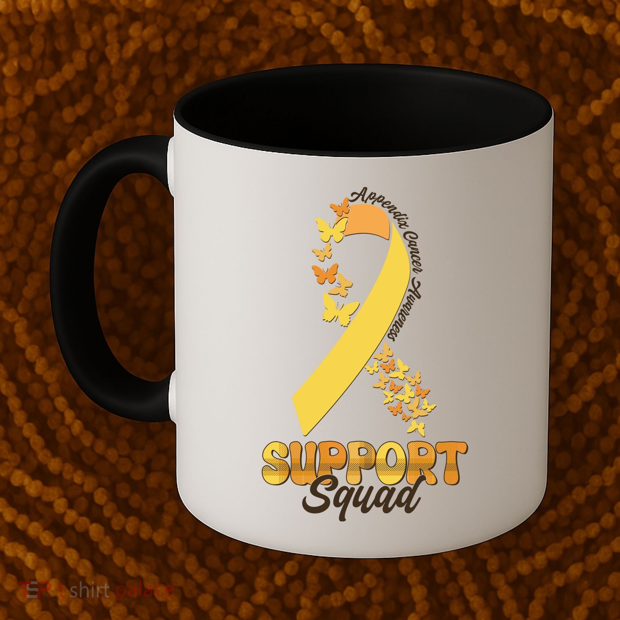Appendix Cancer Awareness Support Squad Ribbon Butterflies Coffee Mug