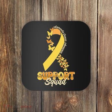 Appendix Cancer Awareness Support Squad Ribbon Butterflies Coaster
