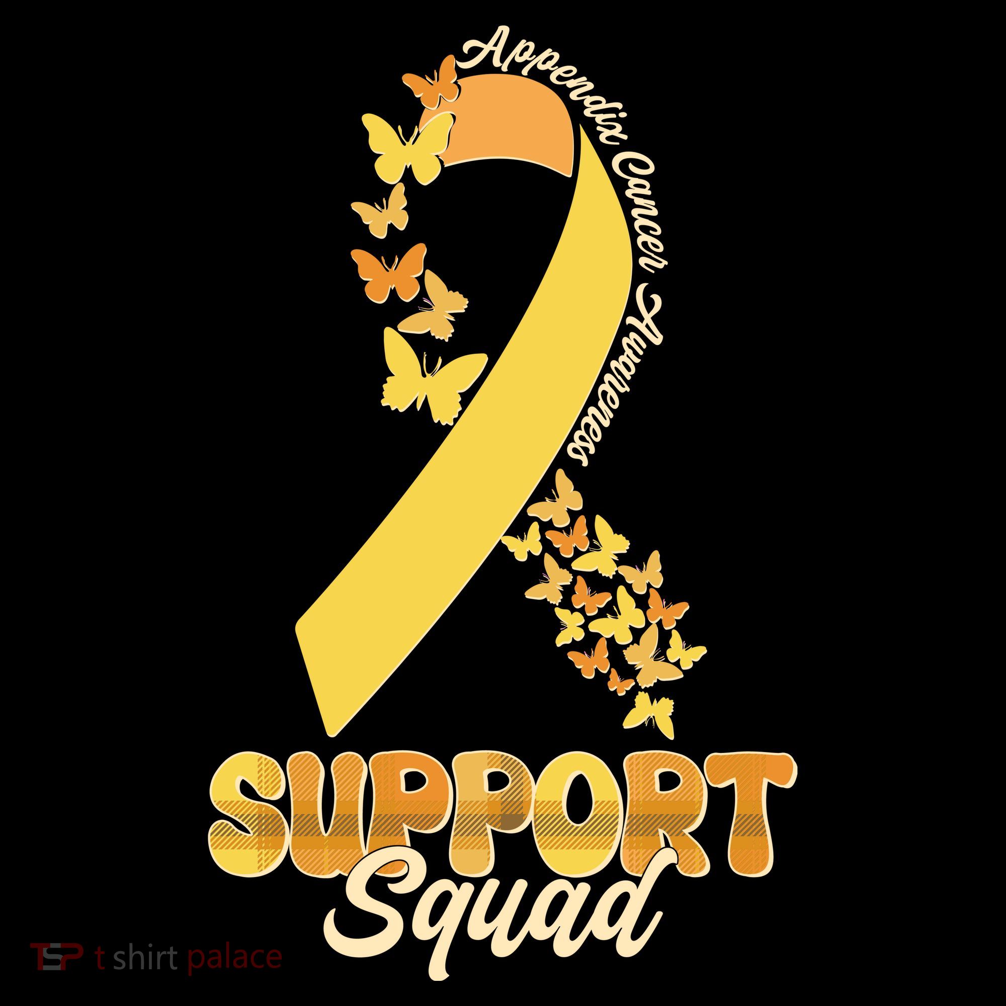 Appendix Cancer Awareness Support Squad Ribbon Butterflies Coaster