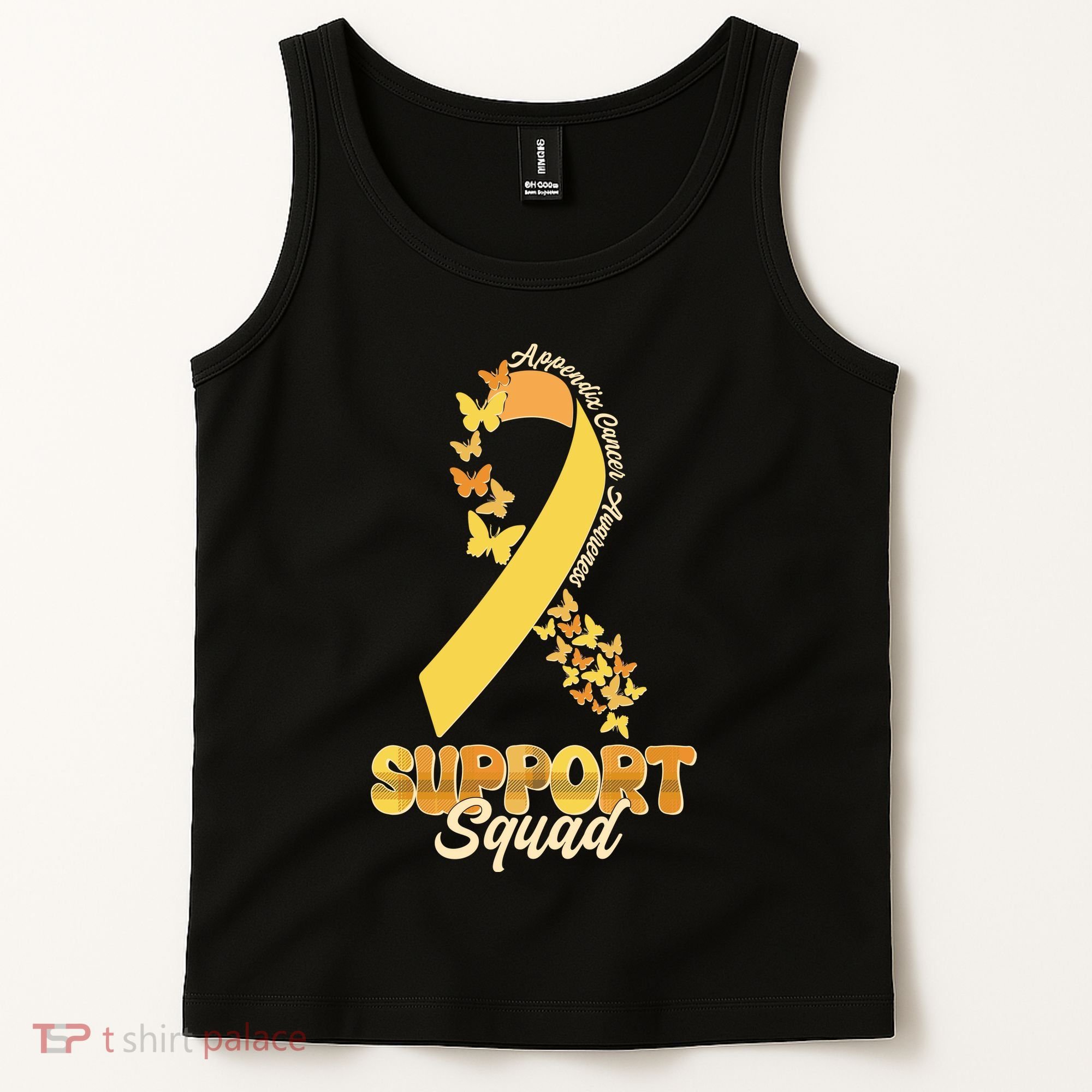 Appendix Cancer Awareness Support Squad Ribbon Butterflies Tank Top
