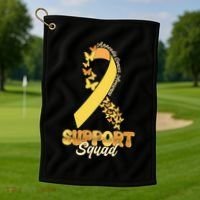 Appendix Cancer Awareness Support Squad Ribbon Butterflies Golf Towel thumb 1