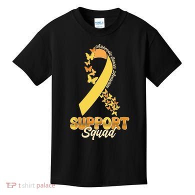 Appendix Cancer Awareness Support Squad Ribbon Butterflies Kids T-Shirt