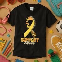 Appendix Cancer Awareness Support Squad Ribbon Butterflies Kids T-Shirt thumb 3