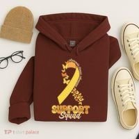 Appendix Cancer Awareness Support Squad Ribbon Butterflies Hoodie thumb 4