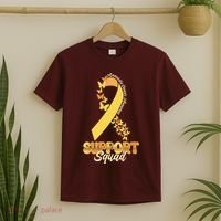 Appendix Cancer Awareness Support Squad Ribbon Butterflies T-Shirt thumb 2