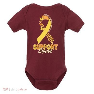 Appendix Cancer Awareness Support Squad Ribbon Butterflies Baby Bodysuit