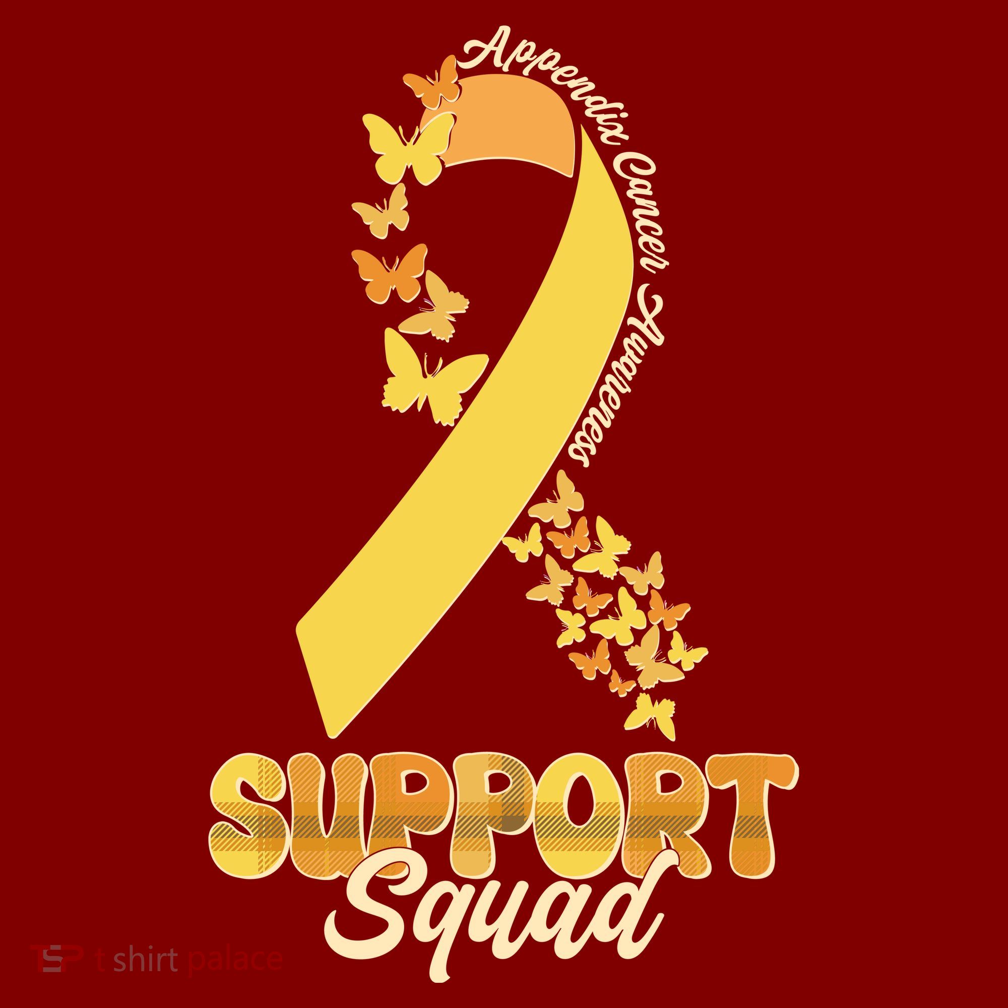 Appendix Cancer Awareness Support Squad Ribbon Butterflies Baby Bodysuit