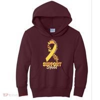 Appendix Cancer Awareness Support Squad Ribbon Butterflies Kids Hoodie thumb 0