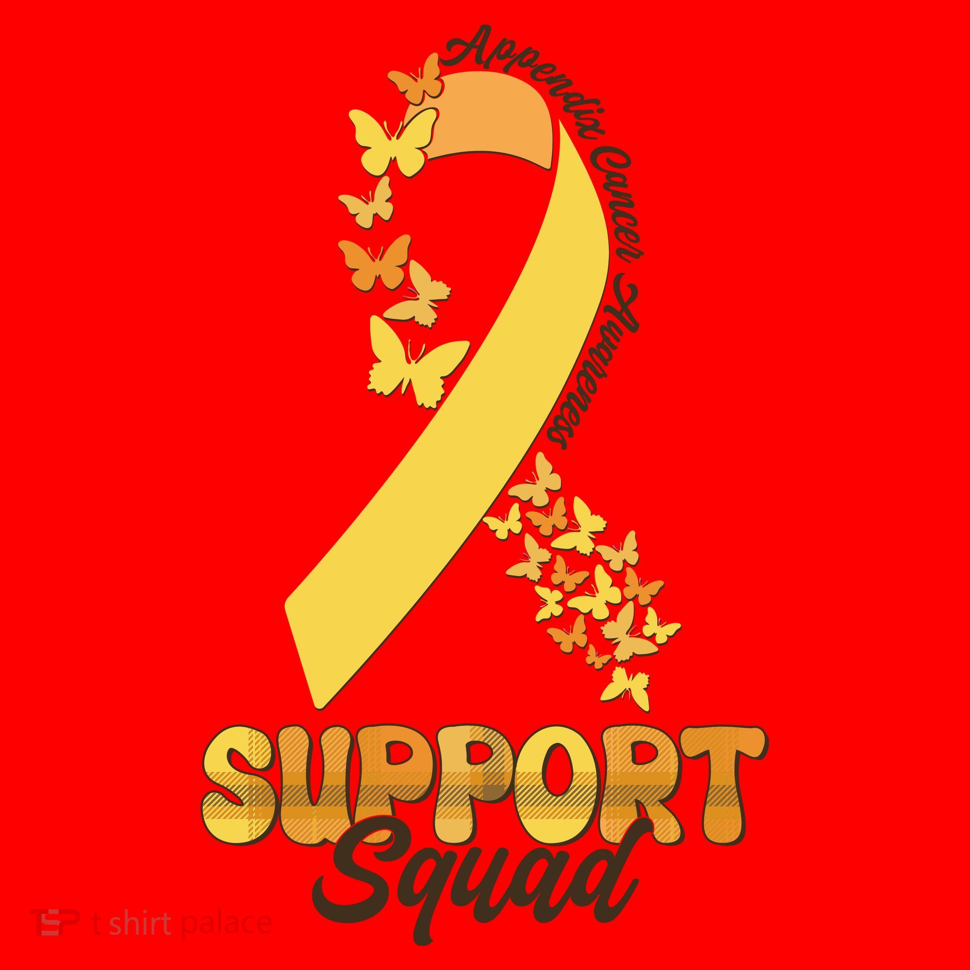 Appendix Cancer Awareness Support Squad Ribbon Butterflies Santa Hat